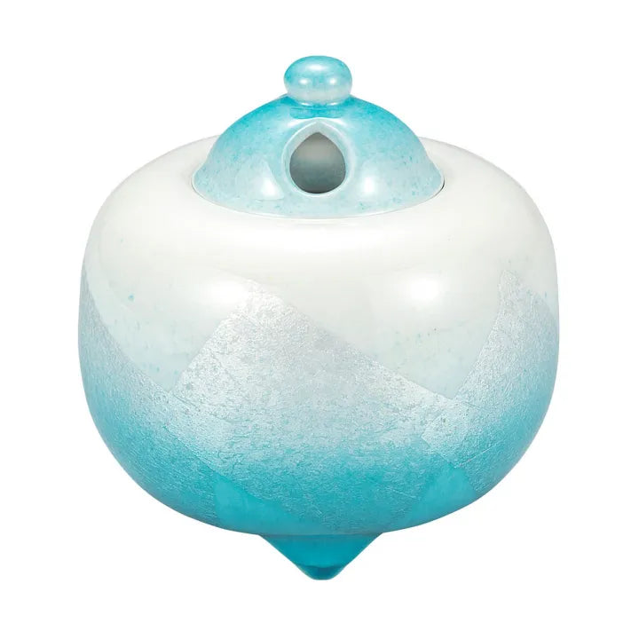 KUTANI WARE INCENSE BURNER – GINSAI (SILVER GLAZE) BY RYUSAI
