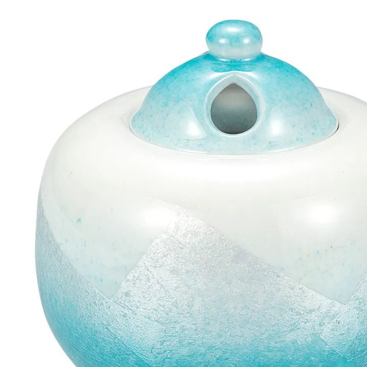 KUTANI WARE INCENSE BURNER – GINSAI (SILVER GLAZE) BY RYUSAI