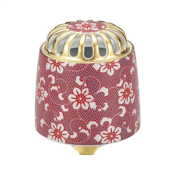 KUTANI WARE INCENSE BURNER – TESSEN MON (CLEMATIS CREST DESIGN)