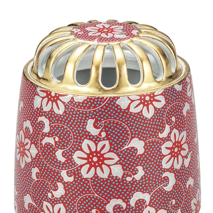 KUTANI WARE INCENSE BURNER – TESSEN MON (CLEMATIS CREST DESIGN)
