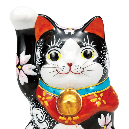 KUTANI WARE LUCKY CAT ‘AKA-FUJI’ – HAND-PAINTED MANEKI NEKO (RED MT. FUJI DESIGN