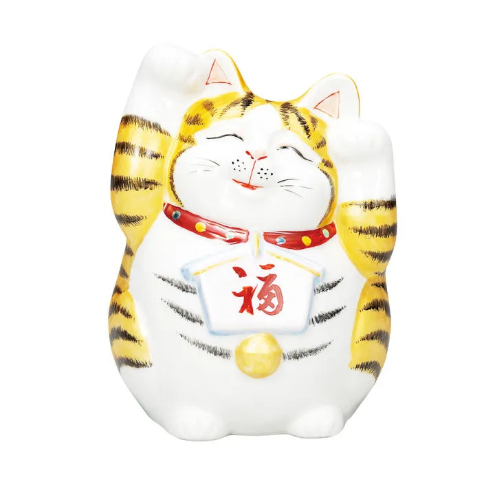 JAPANESE KUTANI PORCELAIN MANEKI NEKO WITH EMA PLAQUE – GOLD DETAILING