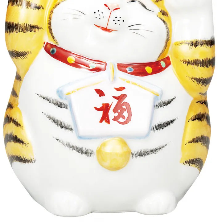 JAPANESE KUTANI PORCELAIN MANEKI NEKO WITH EMA PLAQUE – GOLD DETAILING