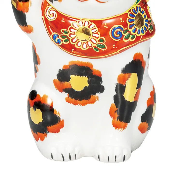 KUTANI WARE LUCKY CAT ‘KIN-MIKE’ – HAND-PAINTED MANEKI NEKO (GOLDEN CALICO)