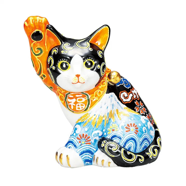 JAPANESE KUTANI PORCELAIN MANEKI NEKO – SHIRO FUJI KIKUSUI PATTERN