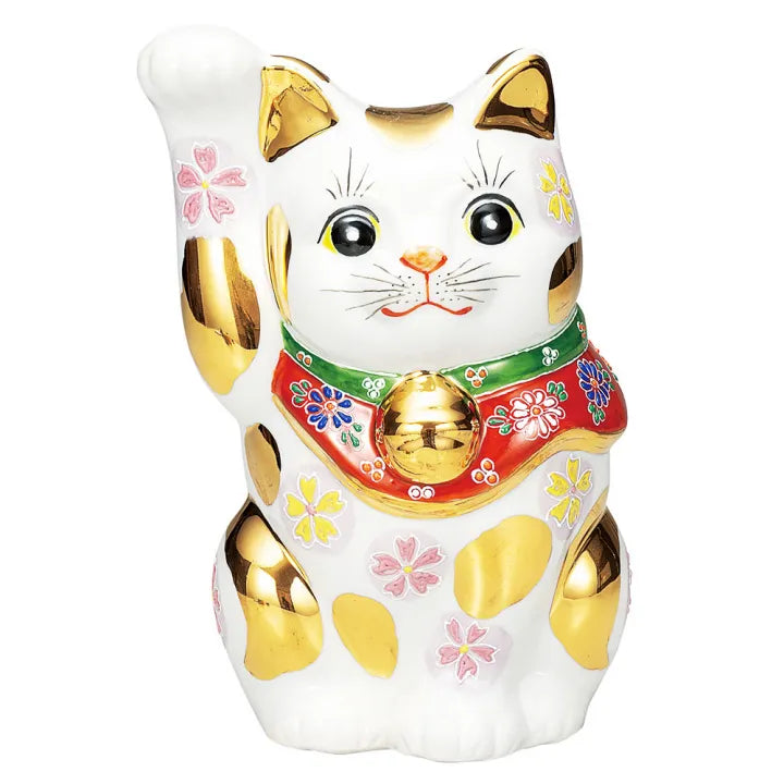 JAPANESE KUTANI PORCELAIN MANEKI NEKO – GOLD-TRIMMED RAISED DECORATION