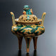 KUTANI WARE INCENSE BURNER “DRAGON IN YELLOW GLAZE” HANDCRAFTED BY TAMEKICHI MITSUI | PAULOWNIA BOX INCLUDED