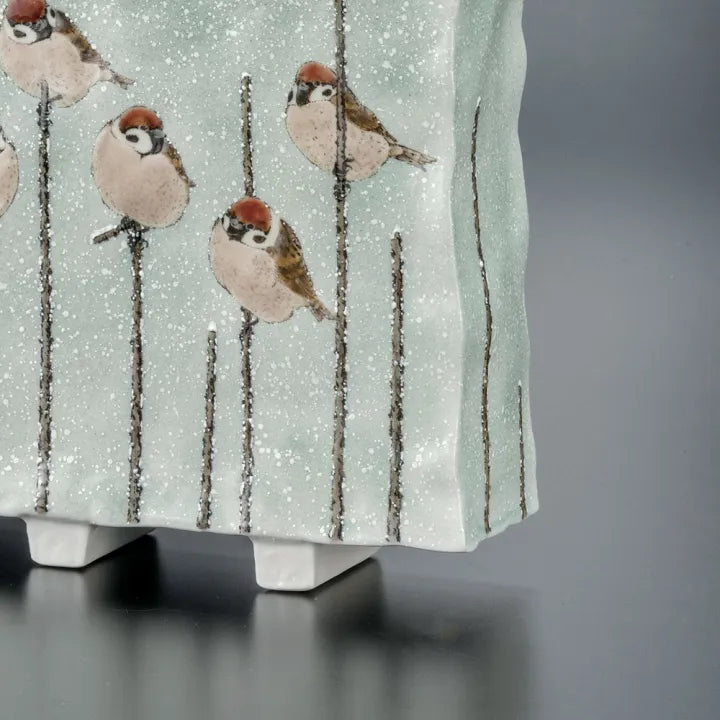 JAPANESE HENKO VASE KUTANI SILVER BLOSSOM/ TOSHITO NAKAMURA