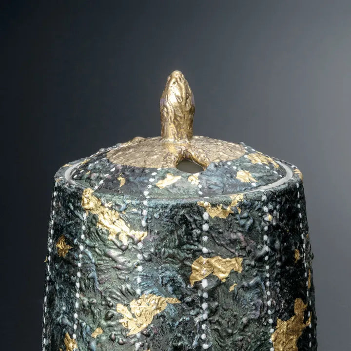 JAPANESE KUTANI PORCELAIN INCENSE BURNER GREEN GLAZE – KAZUYOSHI KITAMURA