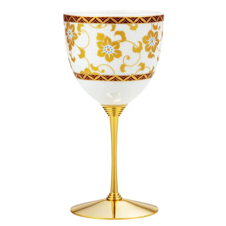 JAPANESE KUTANI PORCELAIN WINE CUP – SHIRO-CHIBU TESSEN PATTERN