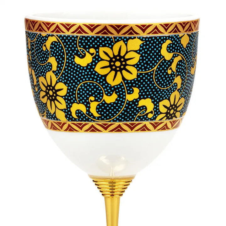JAPANESE KUTANI PORCELAIN WINE CUP – AO-CHIBU TESSEN PATTERN