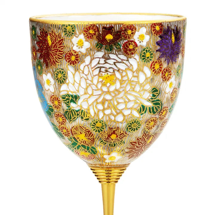 KUTANI WARE PAIR WINE CUPS – KIN HANAZUME (GOLD FLOWER PATTERN)