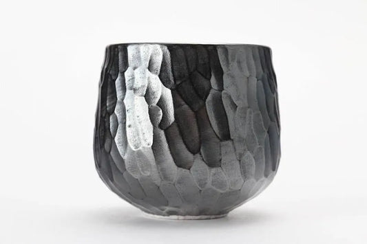 ARITA WARE ANTIQUE FINISH PURE SILVER HAMMERED “RINSEN” SENCHA TEA CUP BY RIZOGAMA KILN