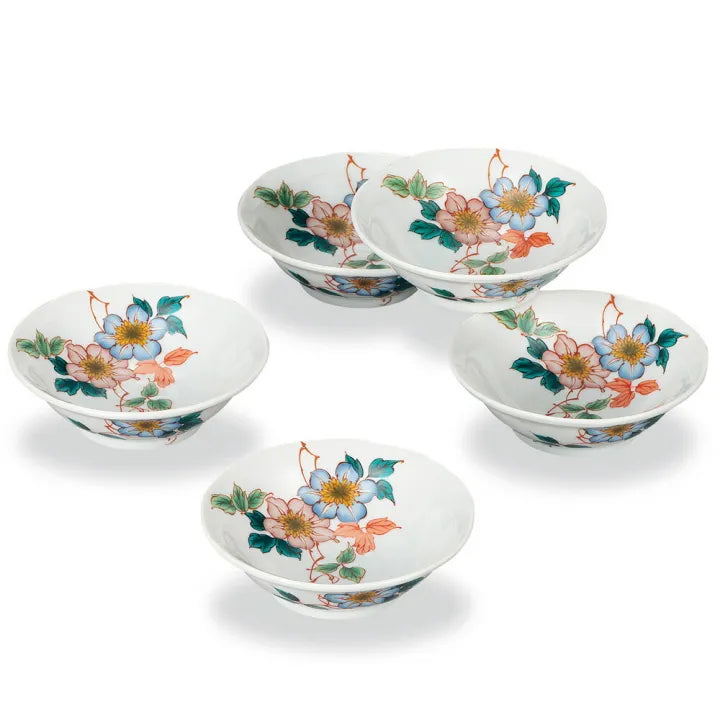 KUTANI WARE SMALL BOWL SET “CLEMATIS” GIFT BOX INCLUDED