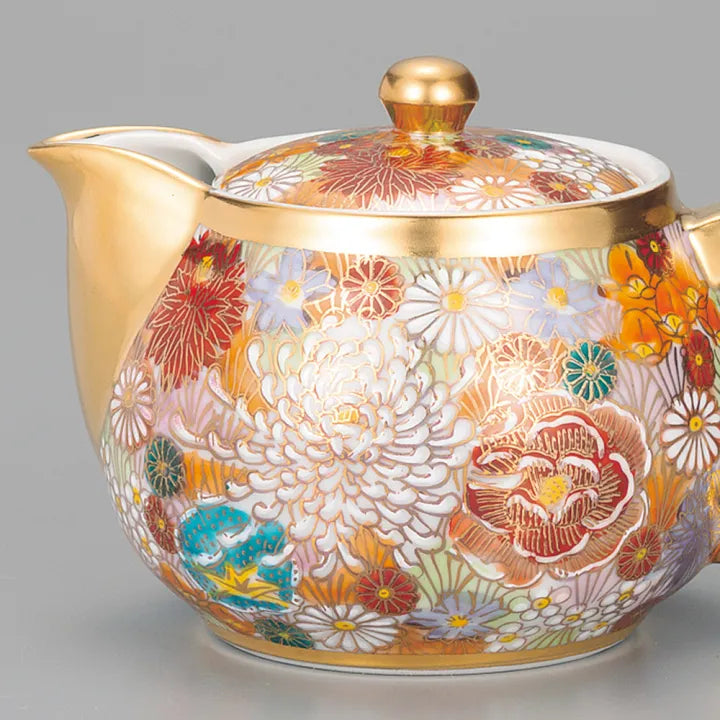 KUTANI JAPANESE TEA POT GOLD HANA-ZUME