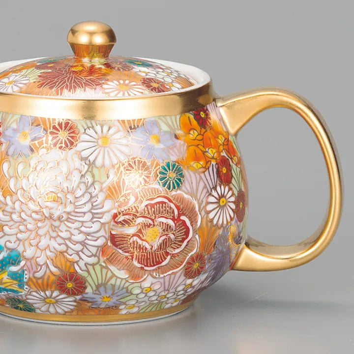 KUTANI JAPANESE TEA POT GOLD HANA-ZUME
