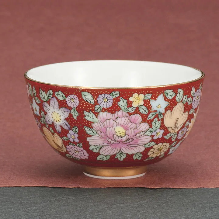 KUTANI WARE PAIR RICE BOWLS – HANA-ZUME DESIGN / TAISHI KILN (GIFT BOXED)