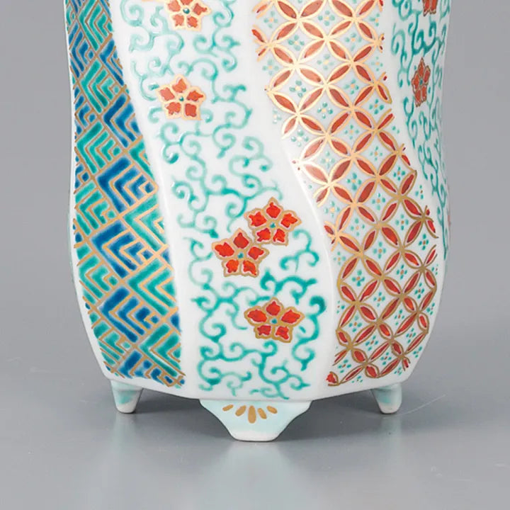 KUTANI WARE VASE “AOTE RYŪJIN” (BLUE-GLAZED DRAGON GOD) HAND-PAINTED BY YOSHINORI FUKUDA | WITH PAULOWNIA WOOD BOX (WITH RIBBON THREADING)