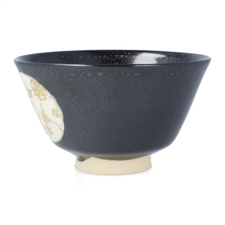KUTANI WARE MATCHA BOWL “MORIKIN MITSUFUJI KARAKUSAMON SHIROCHIBU” / KINGYOKU NAKATA