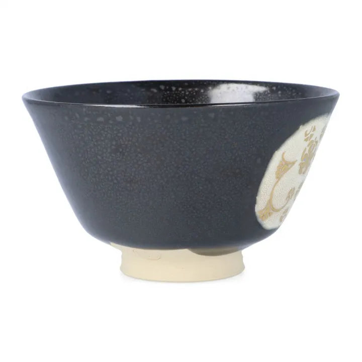 KUTANI WARE MATCHA BOWL “MORIKIN MITSUFUJI KARAKUSAMON SHIROCHIBU” / KINGYOKU NAKATA