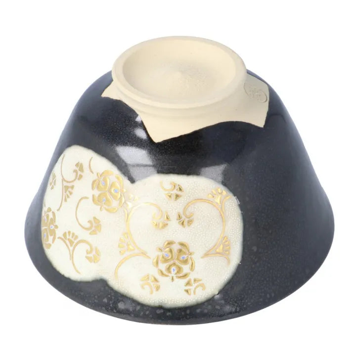 KUTANI WARE MATCHA BOWL “MORIKIN MITSUFUJI KARAKUSAMON SHIROCHIBU” / KINGYOKU NAKATA