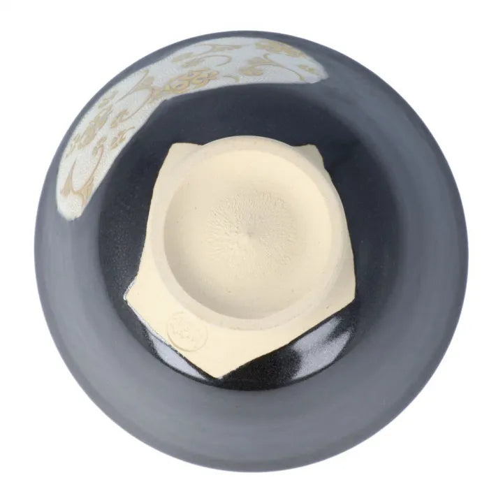 KUTANI WARE MATCHA BOWL “MORIKIN MITSUFUJI KARAKUSAMON SHIROCHIBU” / KINGYOKU NAKATA