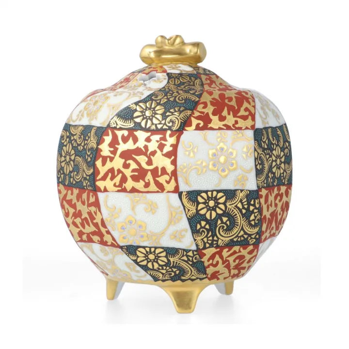 KUTANI WARE JAPANESE INCENSE BURNER “MORIKIN KARAKUSA MON SEIHAKURYU” / KINGYOKU NAKADA
