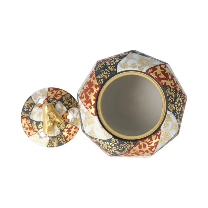 KUTANI WARE JAPANESE INCENSE BURNER “MORIKIN KARAKUSA MON SEIHAKURYU” / KINGYOKU NAKADA