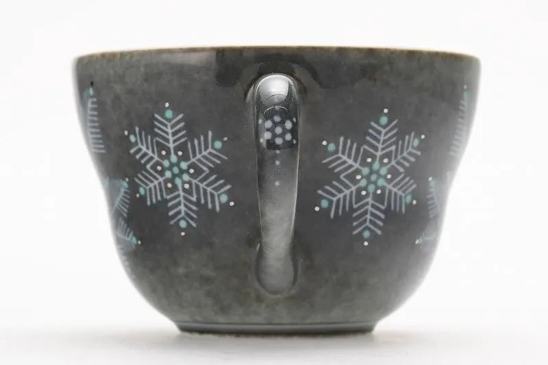 ARITA WARE LIGHT GRAY SUMI-HAJIKI SNOW PATTERN COFFEE CUP / IMAEMON KILN