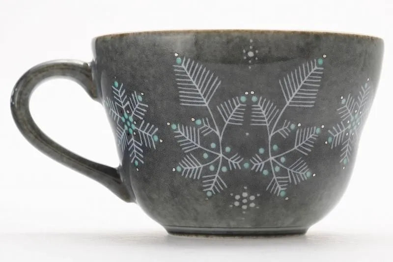 ARITA WARE LIGHT GRAY SUMI-HAJIKI SNOW PATTERN COFFEE CUP / IMAEMON KILN