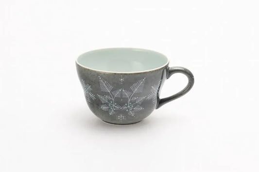 ARITA WARE LIGHT GRAY SUMI-HAJIKI SNOW PATTERN COFFEE CUP / IMAEMON KILN
