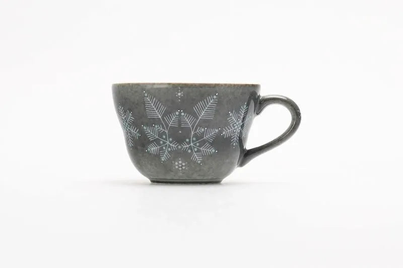 ARITA WARE LIGHT GRAY SUMI-HAJIKI SNOW PATTERN COFFEE CUP / IMAEMON KILN