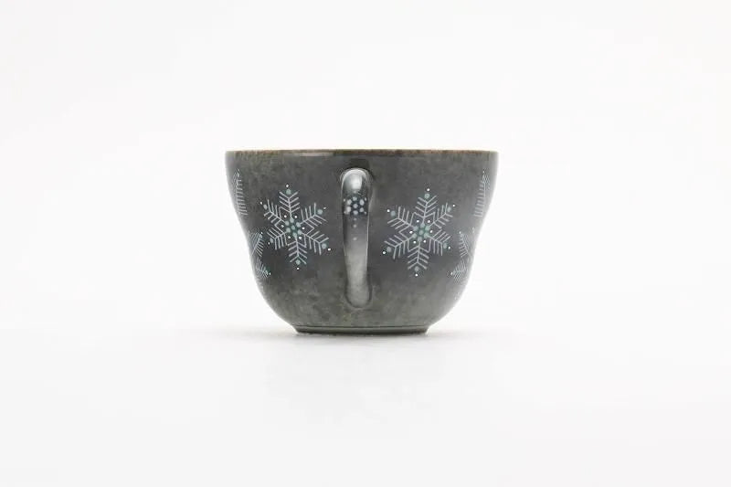 ARITA WARE LIGHT GRAY SUMI-HAJIKI SNOW PATTERN COFFEE CUP / IMAEMON KILN