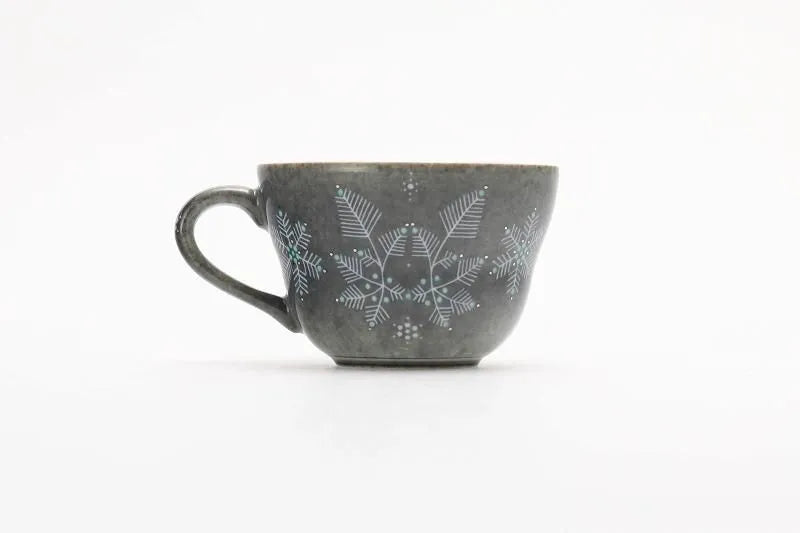ARITA WARE LIGHT GRAY SUMI-HAJIKI SNOW PATTERN COFFEE CUP / IMAEMON KILN