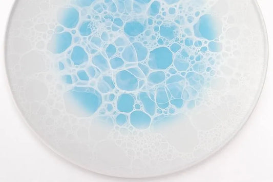 ARITA WARE BLUE BUBBLE FRAME ROUND PLATE 30 CM / YAMAHEI KILN