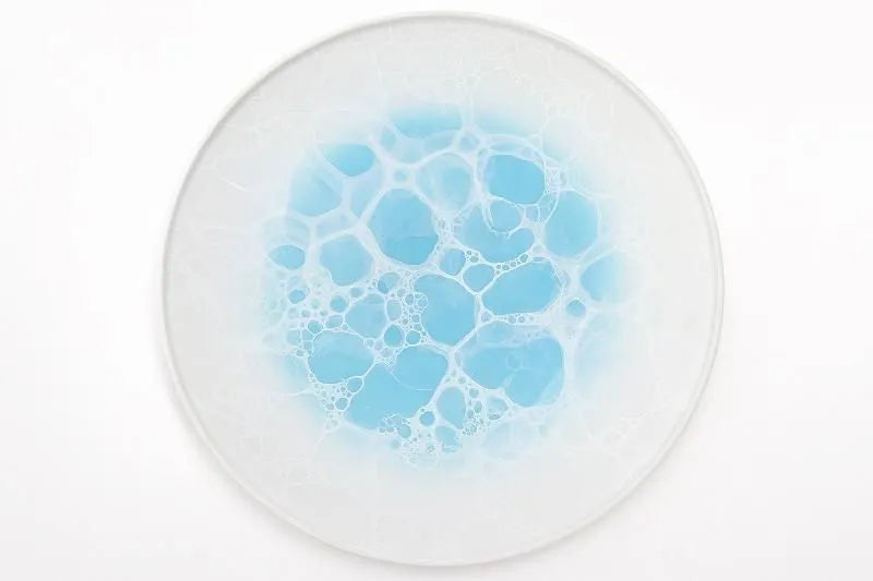 ARITA WARE BLUE BUBBLE FRAME ROUND PLATE 21 CM / YAMAHEI KILN