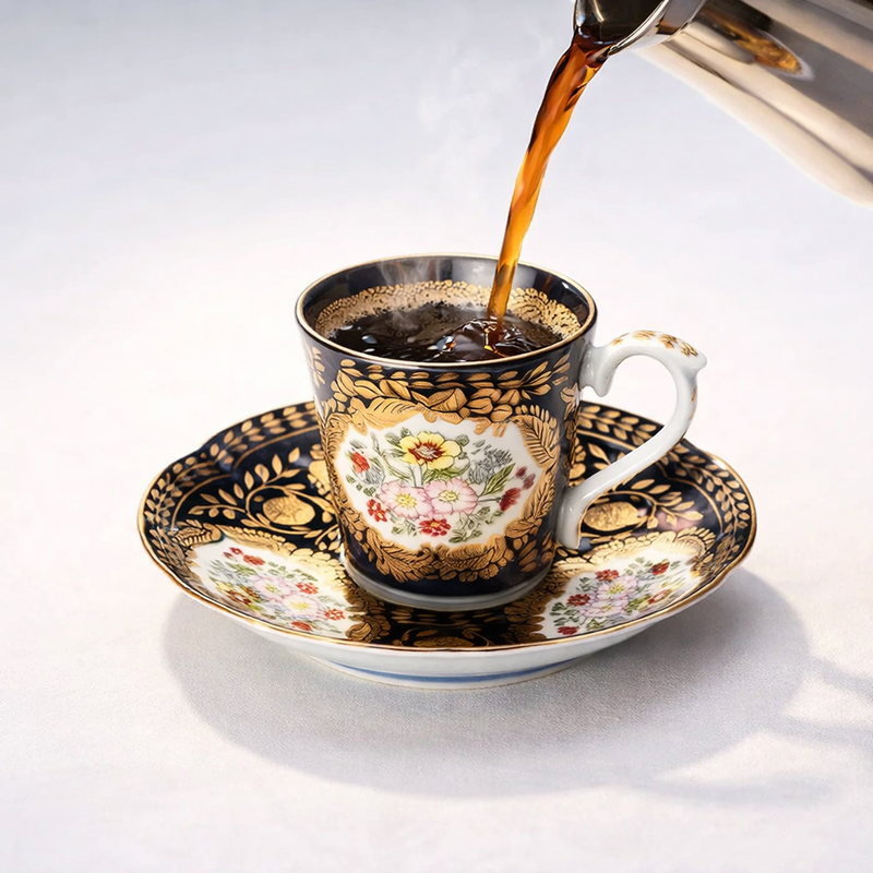 ARITA WARE (NISHIKI GLOSS BLACK) VERSAILLES ESPRESSO/ KOURAKU KILN