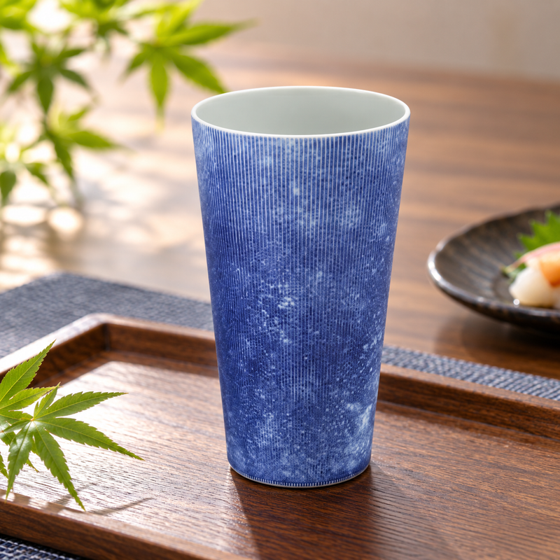 ARITA WARE COSMOS BLAST FINE-STRIPED TUMBLER / RISO KILN