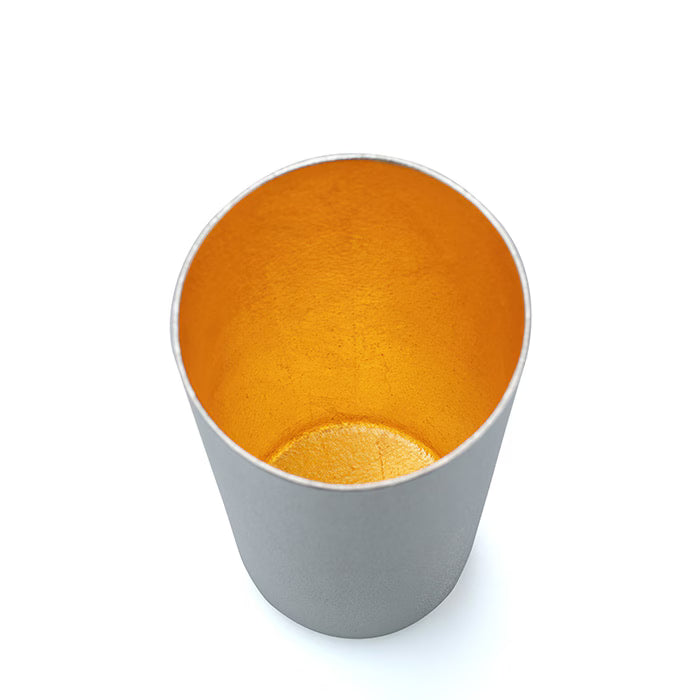 NOUSAKU JAPANESE TIN BEER CUPS WITH GOLD LEAF – SET OF 2|MADE IN JAPAN|PAULOWNIA WOOD BOX