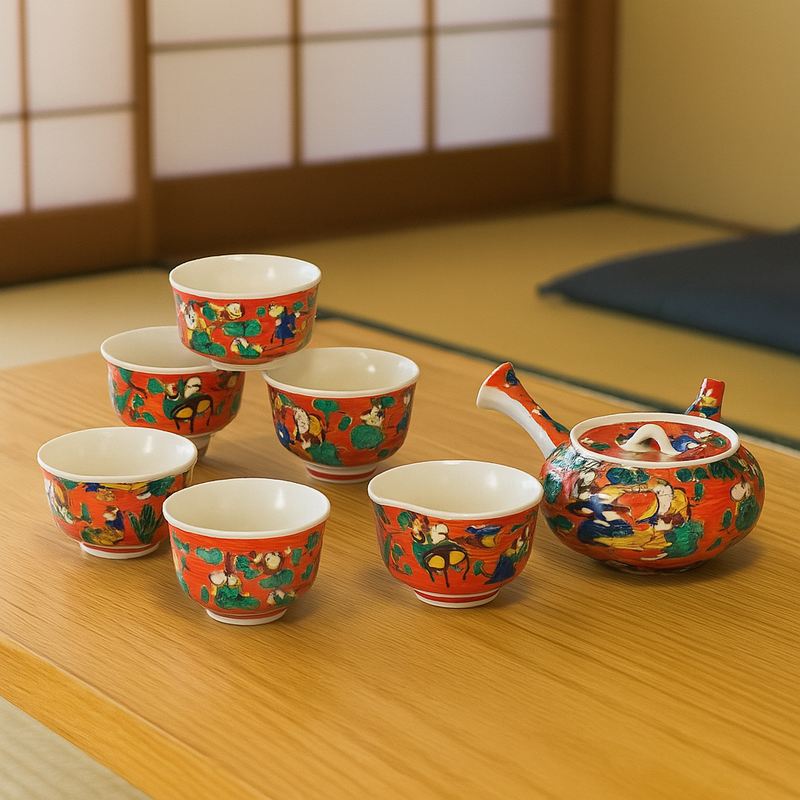 JAPANESE KUTANI PORCELAIN TEAPOT SET – MOKUBEI STYLE