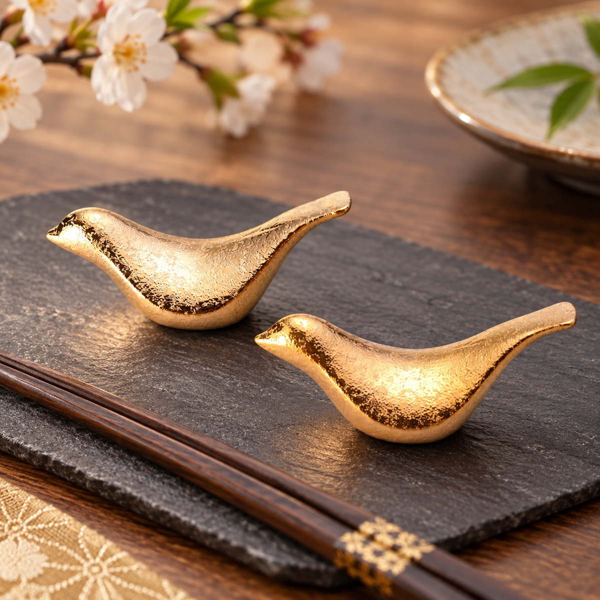 ARITA WARE DOVE CHOPSTICK RESTS – SET OF 2 / GOLD SERIES