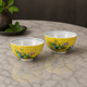 KUTANI WARE PAIR RICE BOWLS WITH YOSHIDAYA FLORAL & BIRD DESIGN