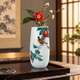KUTANI JAPANESE FLOWER VASE CAMELLIA AND SPARROW/ RYUZAN YAMADA