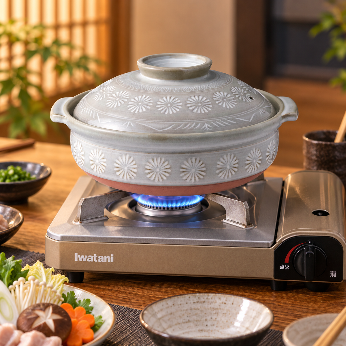 DONABE GINPO (JAPANESE CLAY POT) HANA MISHIMA – SIZE 10