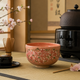 ARITA WARE NISHIKI SAKURA CHIRASHI  MATCHA BOWL (WITH WOODEN BOX)