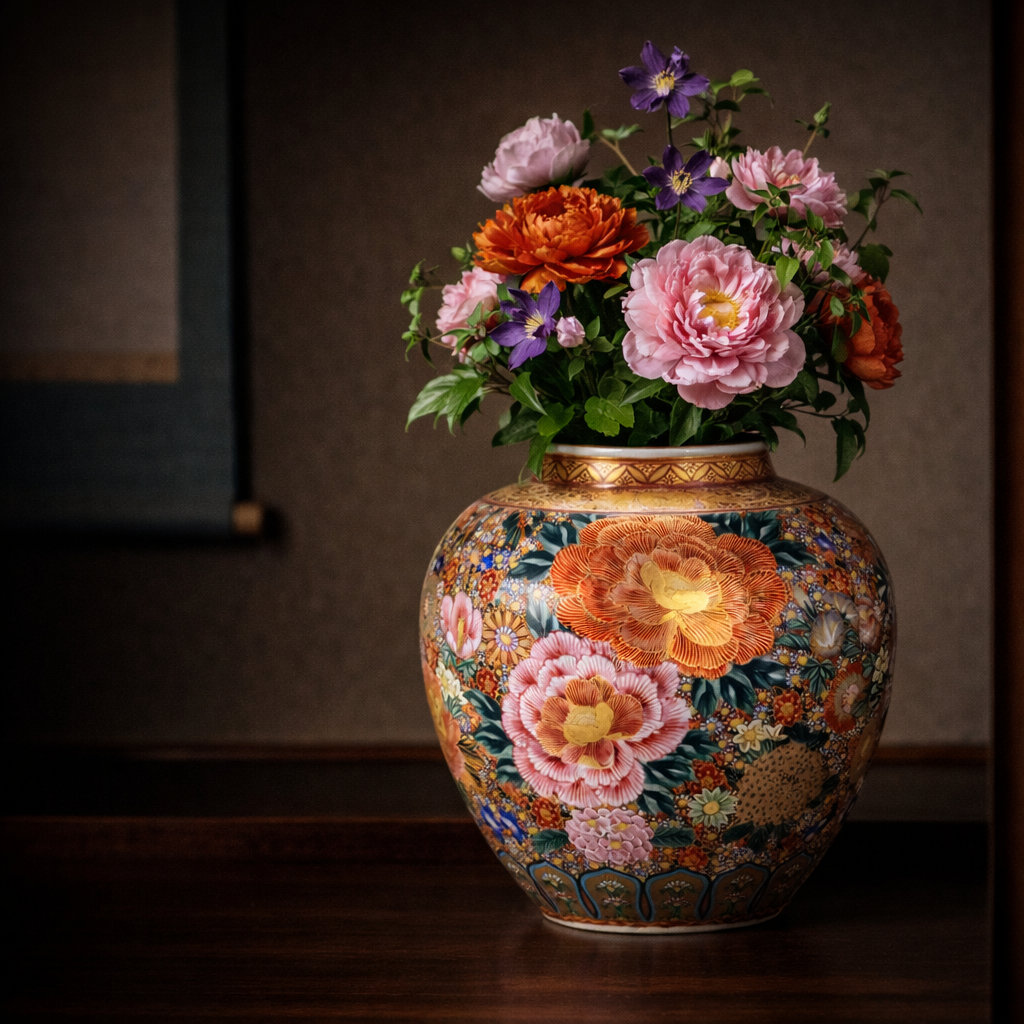 Japanese Ceramic Vase | Kutani Ware & Handmade Traditional