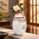 JAPANESE KUTANI  FLOWER VASE BULLET-SHAPED FLOCK OF SPARROWS PAINTING / TOSHITO NAKAMURA