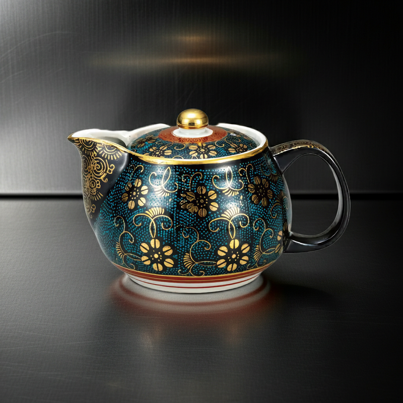 KUTANI JAPANESE TEA POT AOCHIBU TESEEN (WITH NETTED DESIGN)