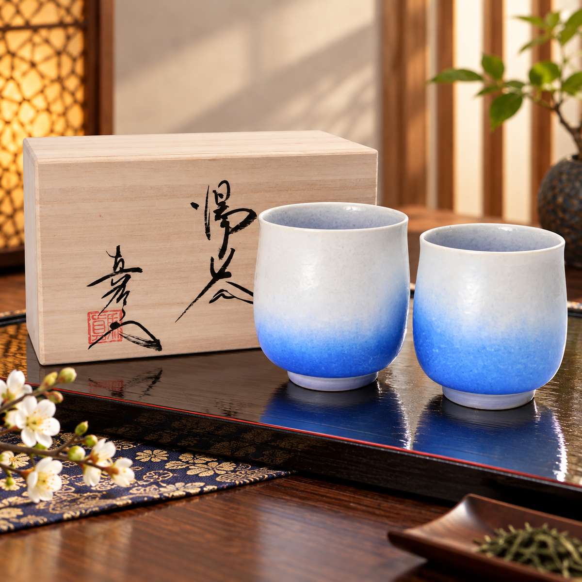 ARITA WARE YUNOMI SET AIZOME SUITEKI  / SHINEMON KLIN