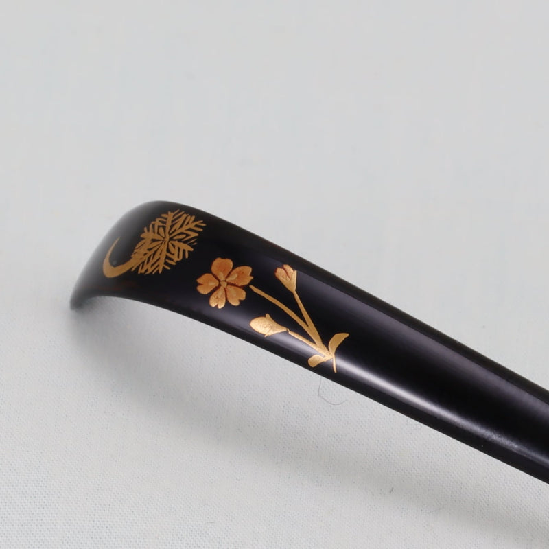 WAJIMA LACQUERWARE CHASHAKU SETSUGEKKA MAKIE DESIGN, TRADITIONAL JAPANESE TEA CEREMONY SPOON